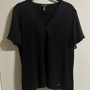 Ellen Tracy Black V-Neck Blouse